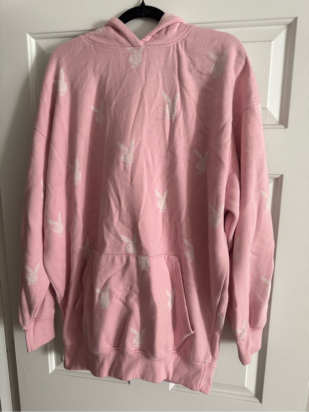 PLAYBOY Pink All-Over Bunny Logo Hoodie oversized